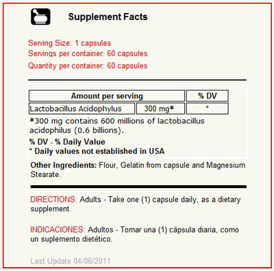 acidophilus probiotics 60 capsules