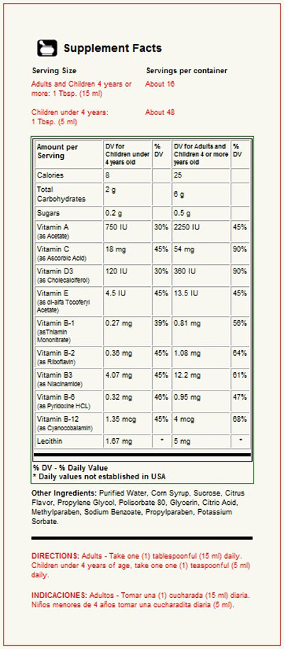 Liquid Multivitamins 8 oz